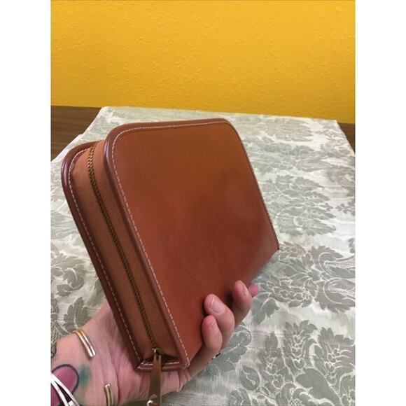 Mid Century Leather Travel Toiletry Case w/ Brush Comb Mirror Grooming Kit - Picture 5 of 9